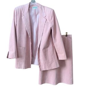 Vintage Ultra Suede Pink 2Pc Blazer and Skirt Suit
